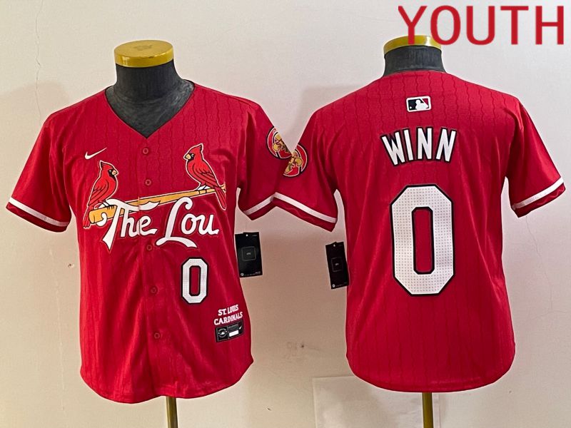 Youth St.Louis Cardinals #0 Winn Red City Edition 2024 Nike MLB Jersey style 1